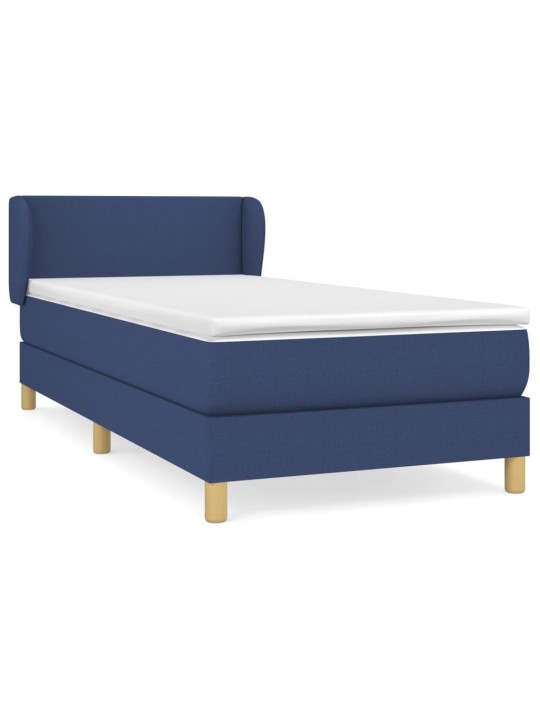 Box spring postel s matrací modrá 100 x 200 cm textil