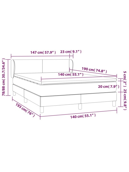 Box spring postel s matrací tmavě šedý 140 x 190 cm textil