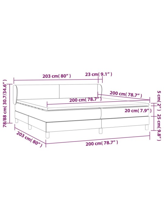 Box spring postel s matrací tmavě šedá 200x200 cm textil