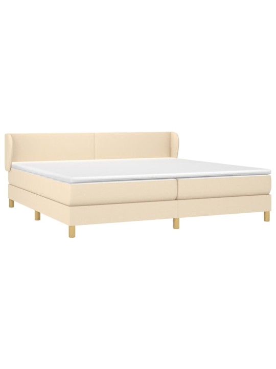 Box spring postel s matrací krémová 200x200 cm textil