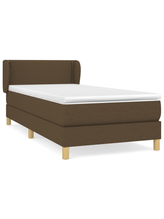 Box spring postel s matrací tmavě hnědá 90x190 cm textil