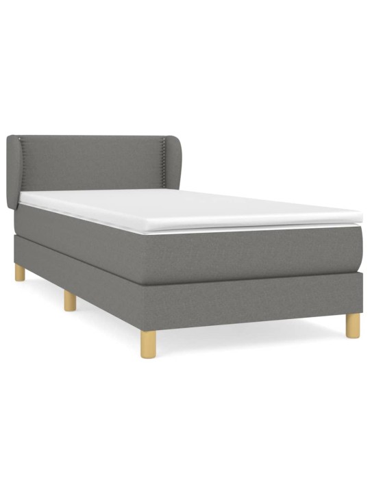 Box spring postel s matrací tmavě šedá 90x200 cm textil