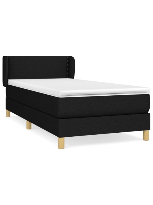Box spring postel s matrací černá 100 x 200 cm textil