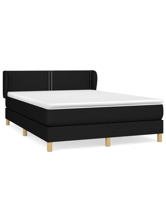 Box spring postel s matrací černá 140 x 190 cm textil