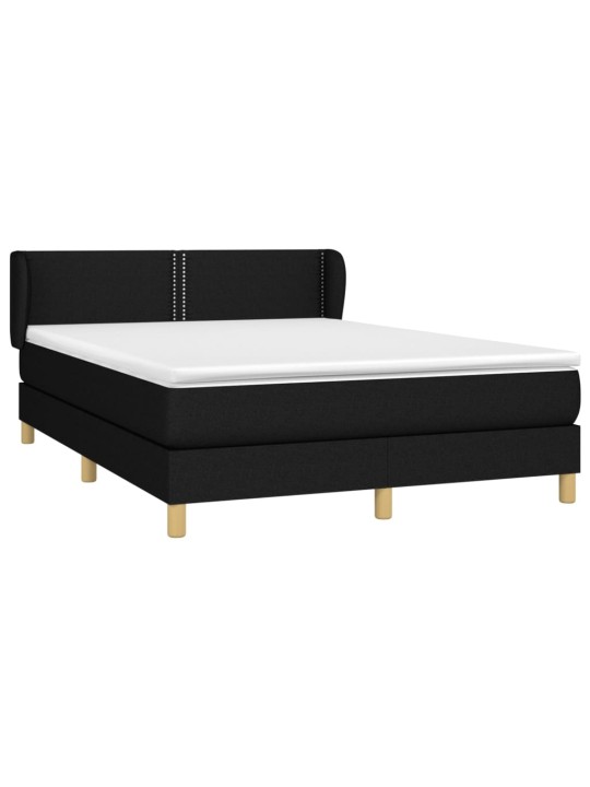 Box spring postel s matrací černá 140 x 190 cm textil