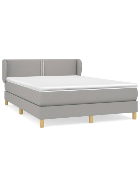 Box spring postel s matrací světle šedá 140 x 200 cm textil