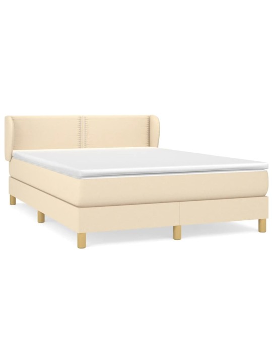 Box spring postel s matrací krémová 140x200 cm textil