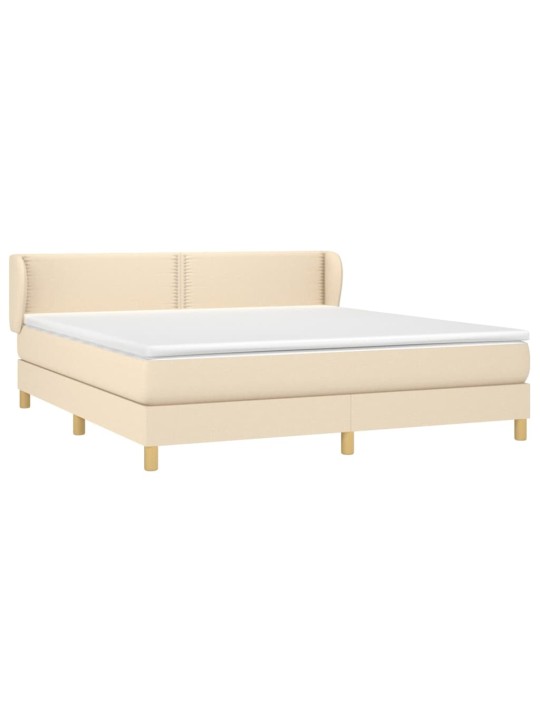Box spring postel s matrací krémová 180x200 cm textil