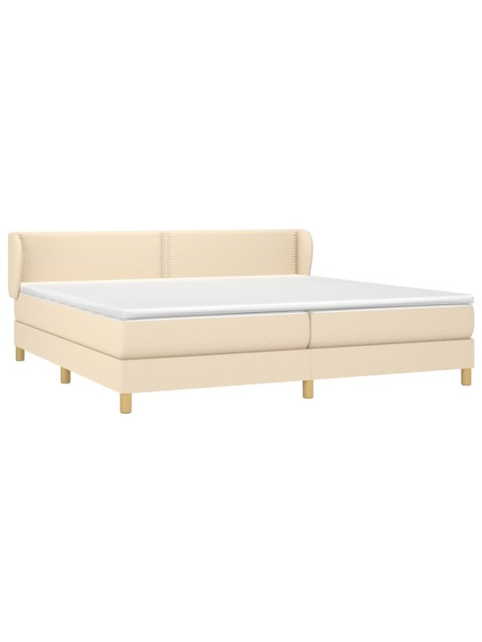 Box spring postel s matrací krémová 200x200 cm textil