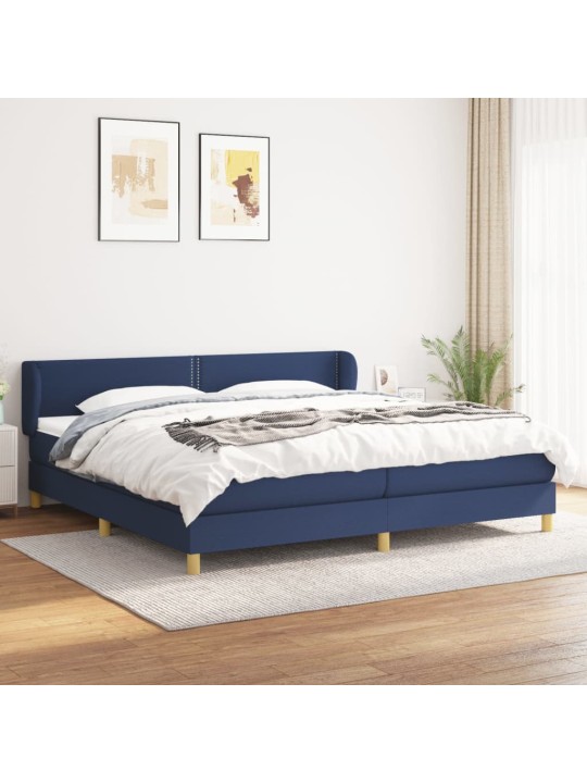 Box spring postel s matrací modrá 200x200 cm textil