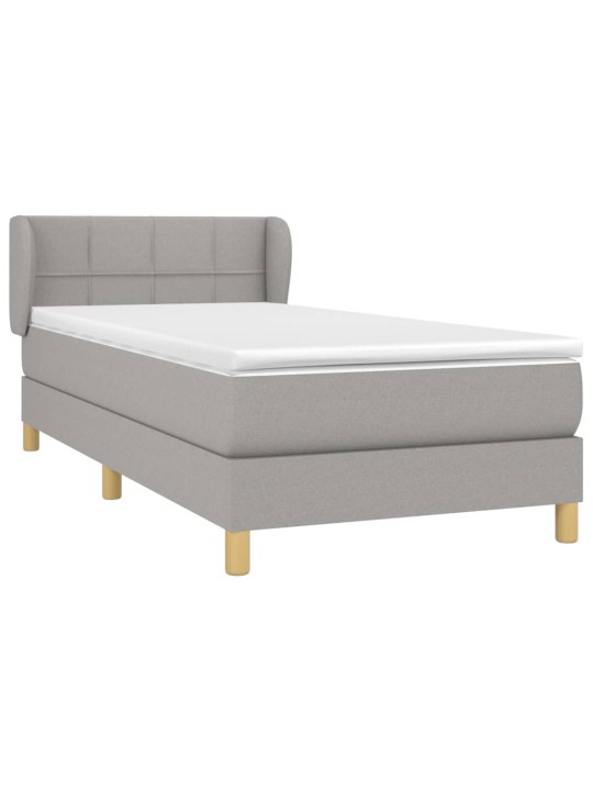 Box spring postel s matrací světle šedá 90x200 cm textil