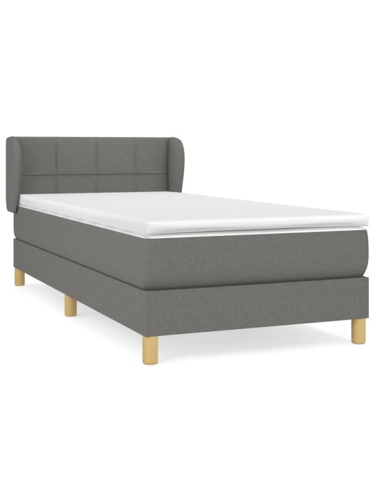 Box spring postel s matrací tmavě šedá 90x200 cm textil