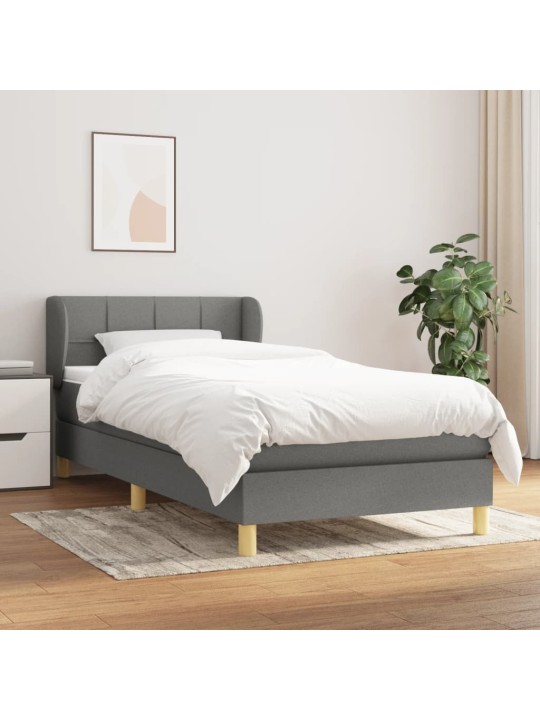 Box spring postel s matrací tmavě šedá 90x200 cm textil