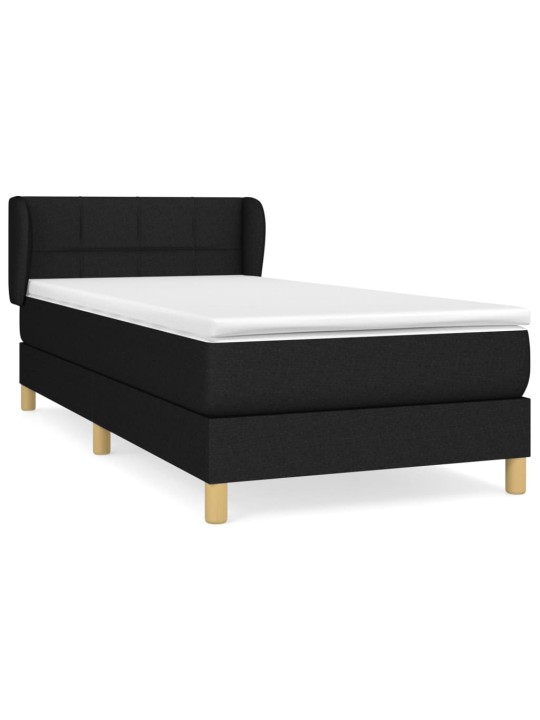 Box spring postel s matrací černá 100 x 200 cm textil