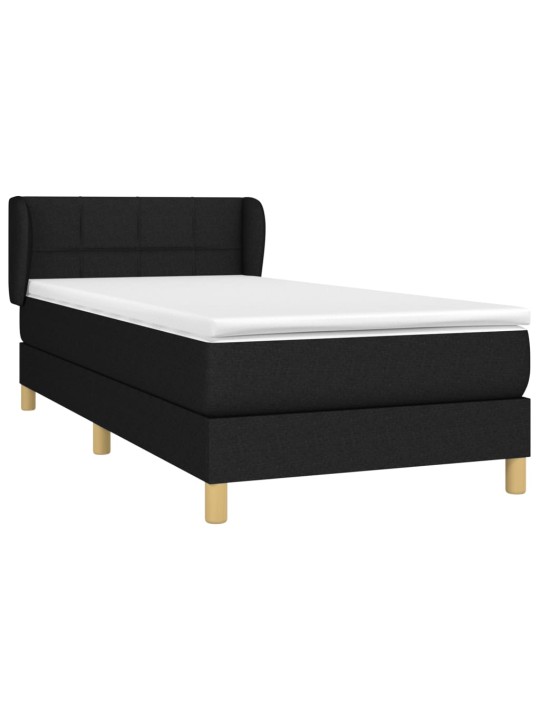 Box spring postel s matrací černá 100 x 200 cm textil