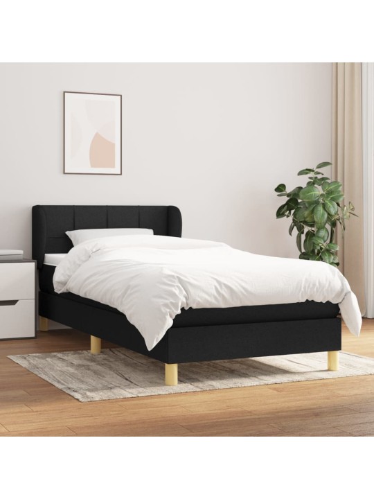 Box spring postel s matrací černá 100 x 200 cm textil
