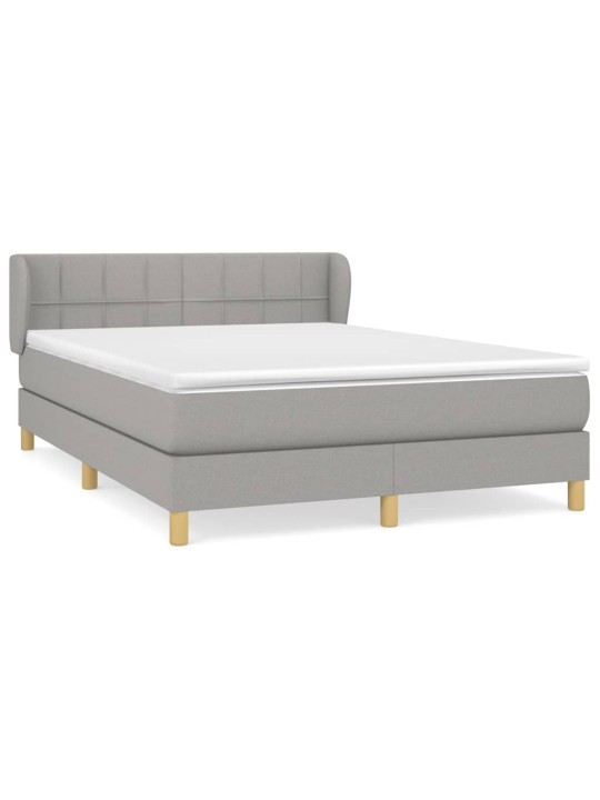 Box spring postel s matrací světle šedá 140 x 190 cm textil
