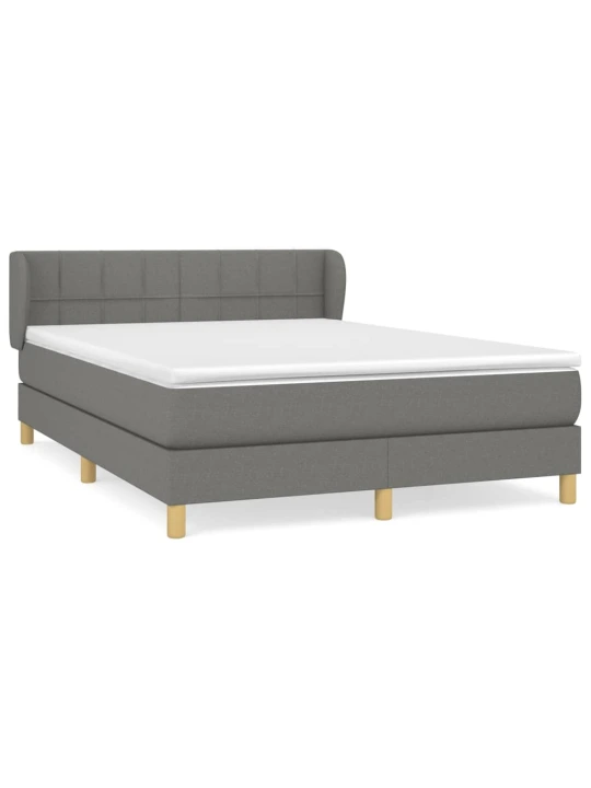 Box spring postel s matrací tmavě šedý 140 x 190 cm textil