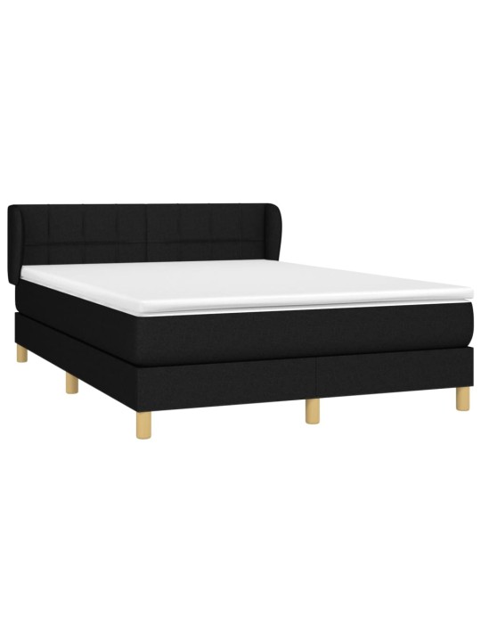Box spring postel s matrací černá 140 x 190 cm textil