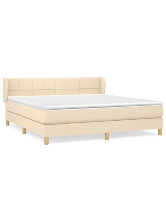 Box spring postel s matrací krémová 160x200 cm textil