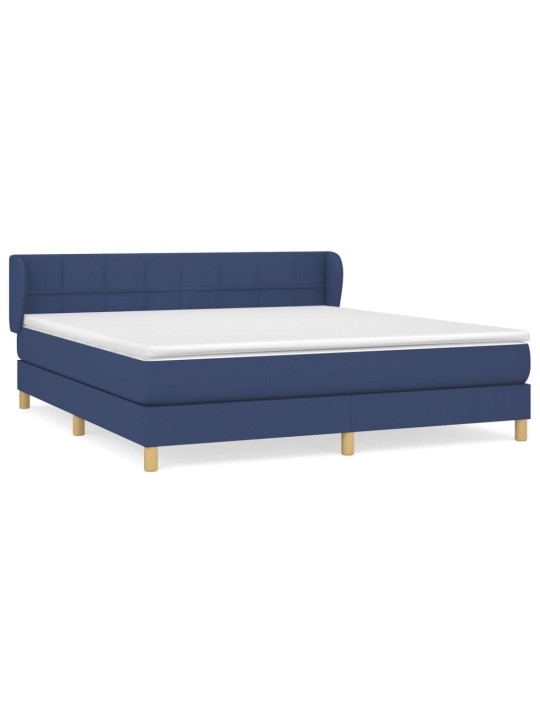 Box spring postel s matrací modrá 160x200 cm textil