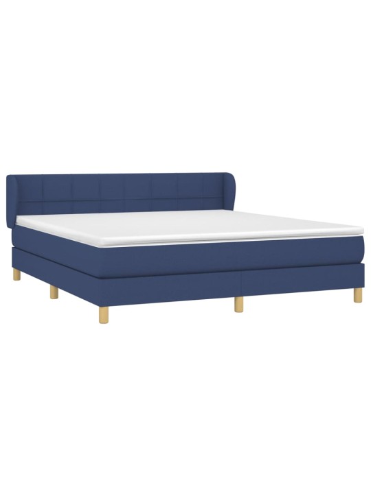 Box spring postel s matrací modrá 160x200 cm textil