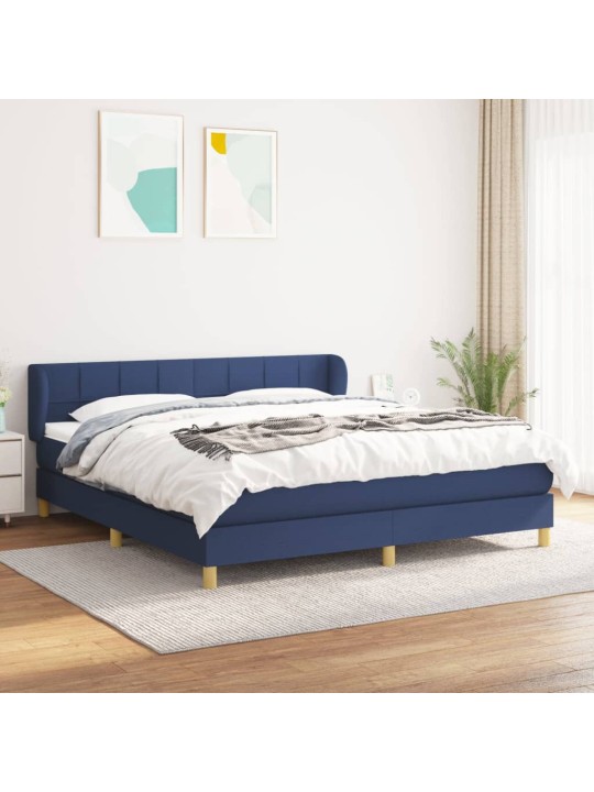 Box spring postel s matrací modrá 160x200 cm textil
