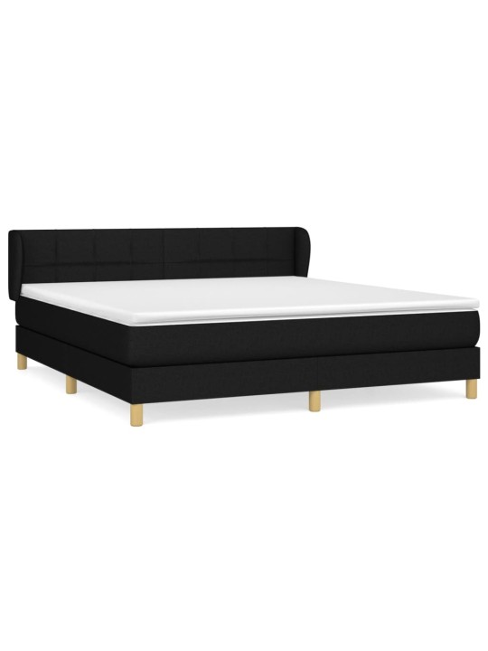 Box spring postel s matrací černá 180x200 cm textil