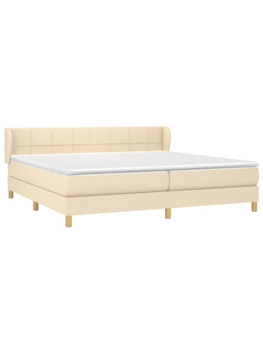 Box spring postel s matrací krémová 200x200 cm textil
