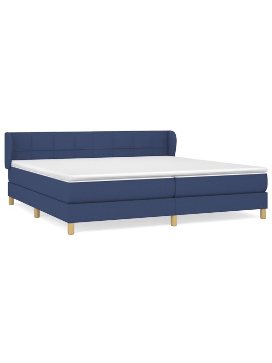 Box spring postel s matrací modrá 200x200 cm textil