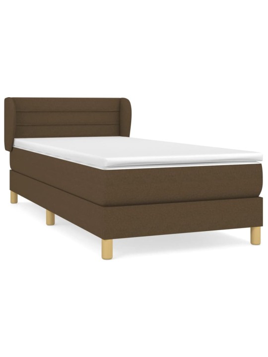 Box spring postel s matrací tmavě hnědá 100 x 200 cm textil