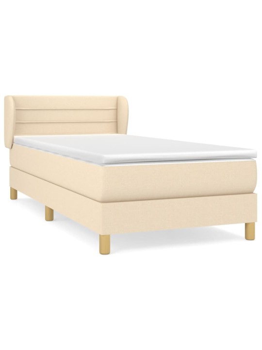 Box spring postel s matrací krémová 100 x 200 cm textil