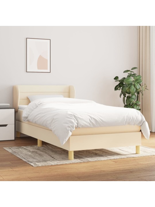 Box spring postel s matrací krémová 100 x 200 cm textil