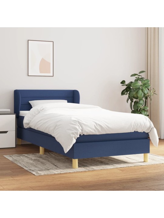 Box spring postel s matrací modrá 100 x 200 cm textil