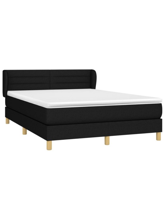 Box spring postel s matrací černá 140 x 190 cm textil