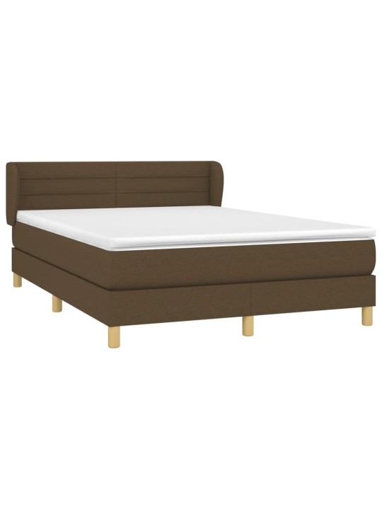 Box spring postel s matrací tmavě hnědá 140x190 cm textil