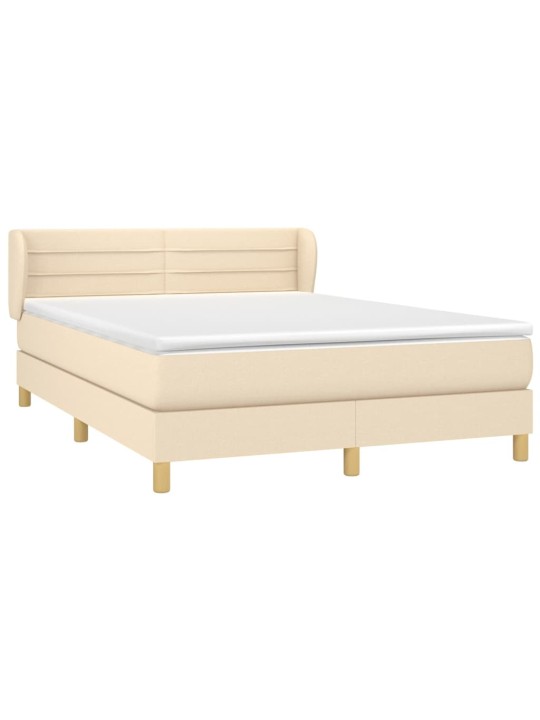 Box spring postel s matrací krémová 140x190 cm textil