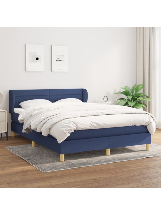 Box spring postel s matrací modrá 140x190 cm textil