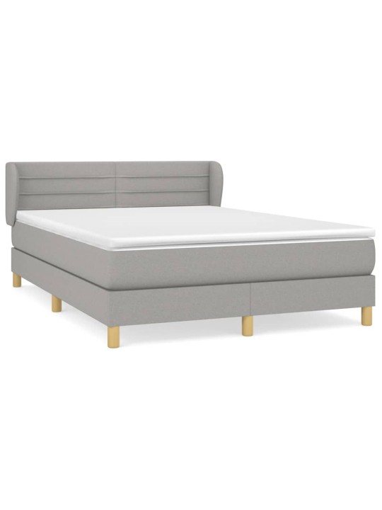 Box spring postel s matrací světle šedá 140 x 200 cm textil