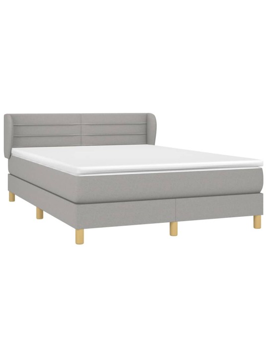 Box spring postel s matrací světle šedá 140 x 200 cm textil