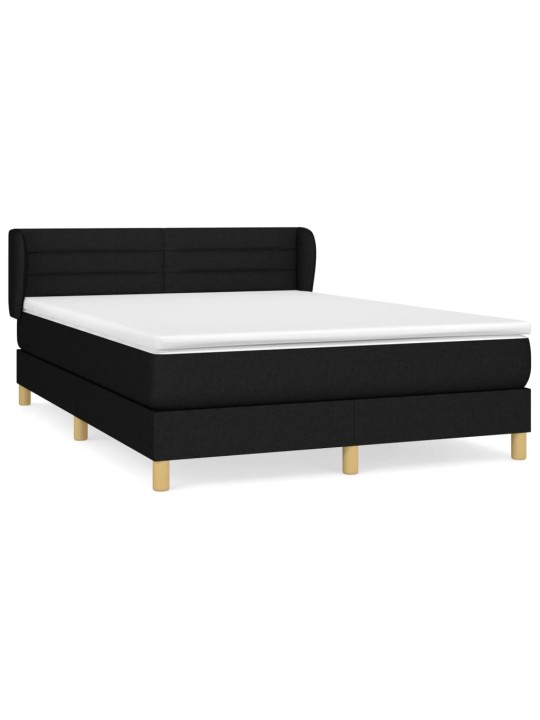 Box spring postel s matrací černá 140x200 cm textil