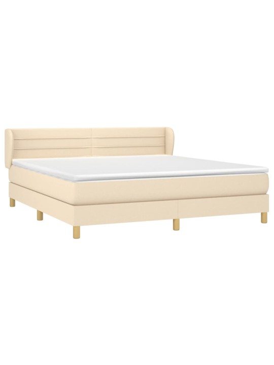 Box spring postel s matrací krémová 160x200 cm textil