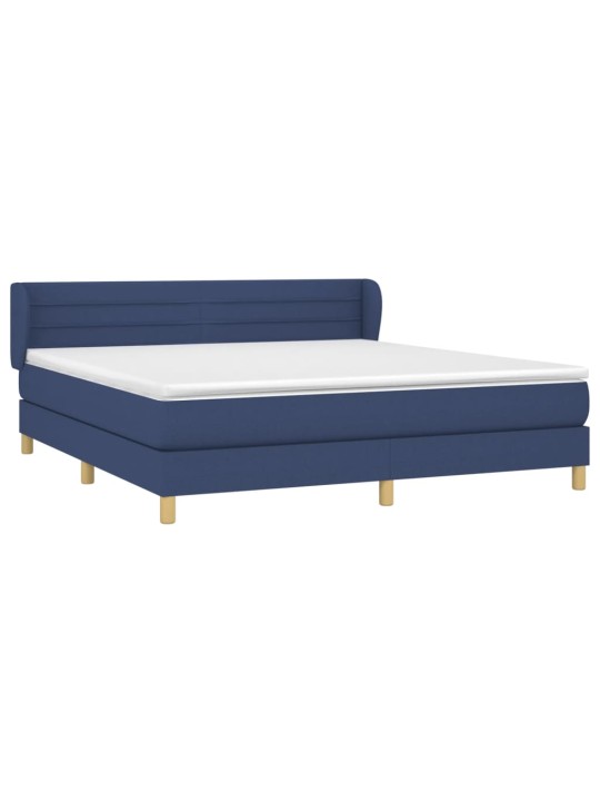 Box spring postel s matrací modrá 160x200 cm textil