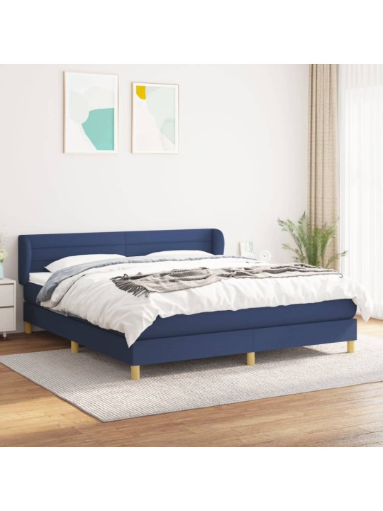 Box spring postel s matrací modrá 160x200 cm textil