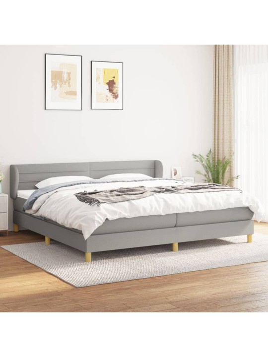 Box spring postel s matrací světle šedá 200 x 200 cm textil