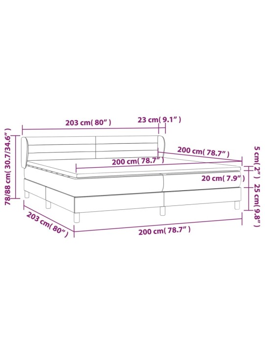 Box spring postel s matrací tmavě šedá 200x200 cm textil
