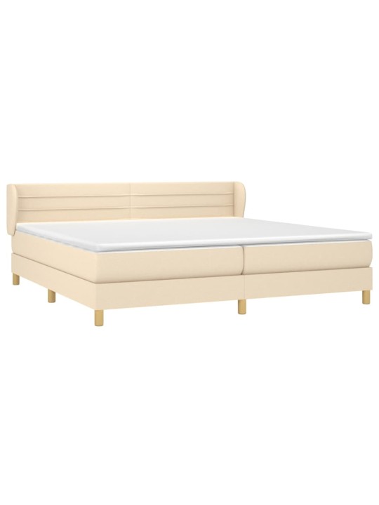 Box spring postel s matrací krémová 200x200 cm textil