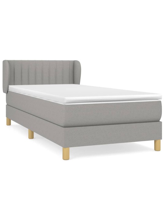 Box spring postel s matrací světle šedý 100 x 200 cm textil