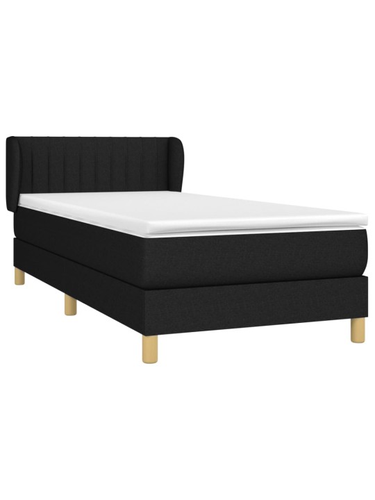 Box spring postel s matrací černá 100 x 200 cm textil