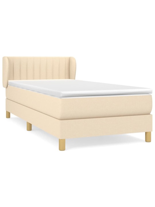 Box spring postel s matrací krémová 100 x 200 cm textil